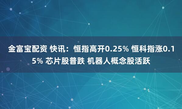 金富宝配资 快讯：恒指高开0.25% 恒科指涨0.15% 芯片股普跌 机器人概念股活跃